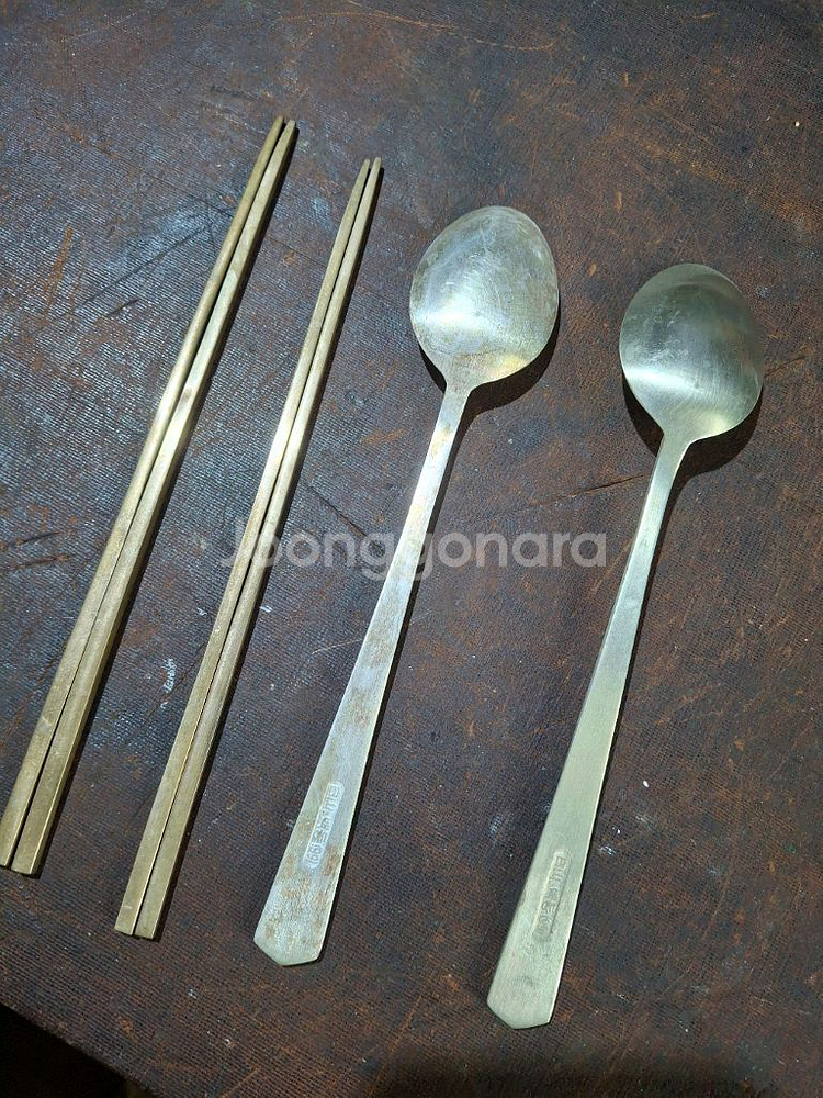 한식기 세트 (수저+채) 백동+황동--1