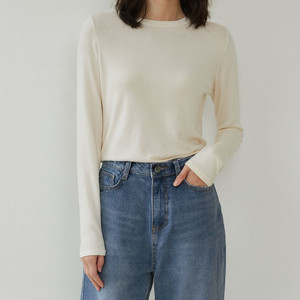 베이직 데일리 텐셀 시스루 라운드 이너 긴팔티셔츠