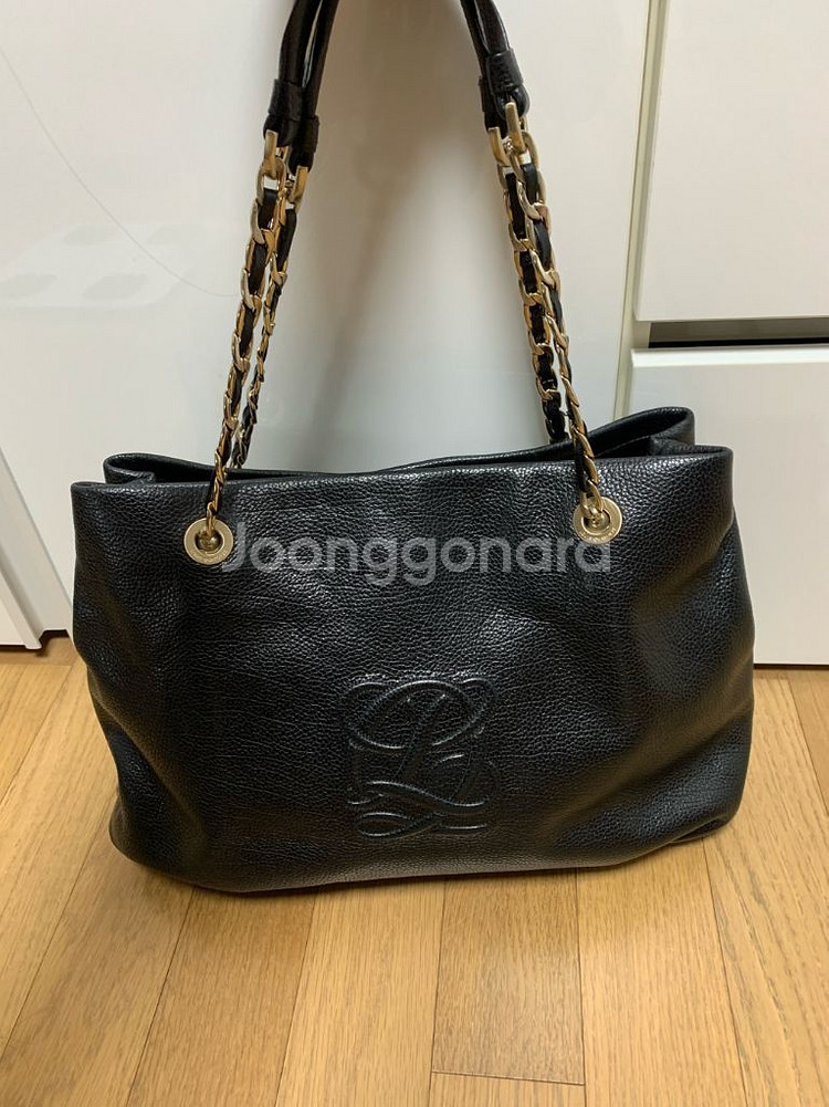 루이까또즈 블랙 가죽 체인백 숄더백--0