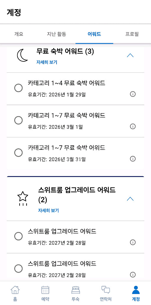 호텔 리워드 포인트(GOH, 무료숙박권)--1