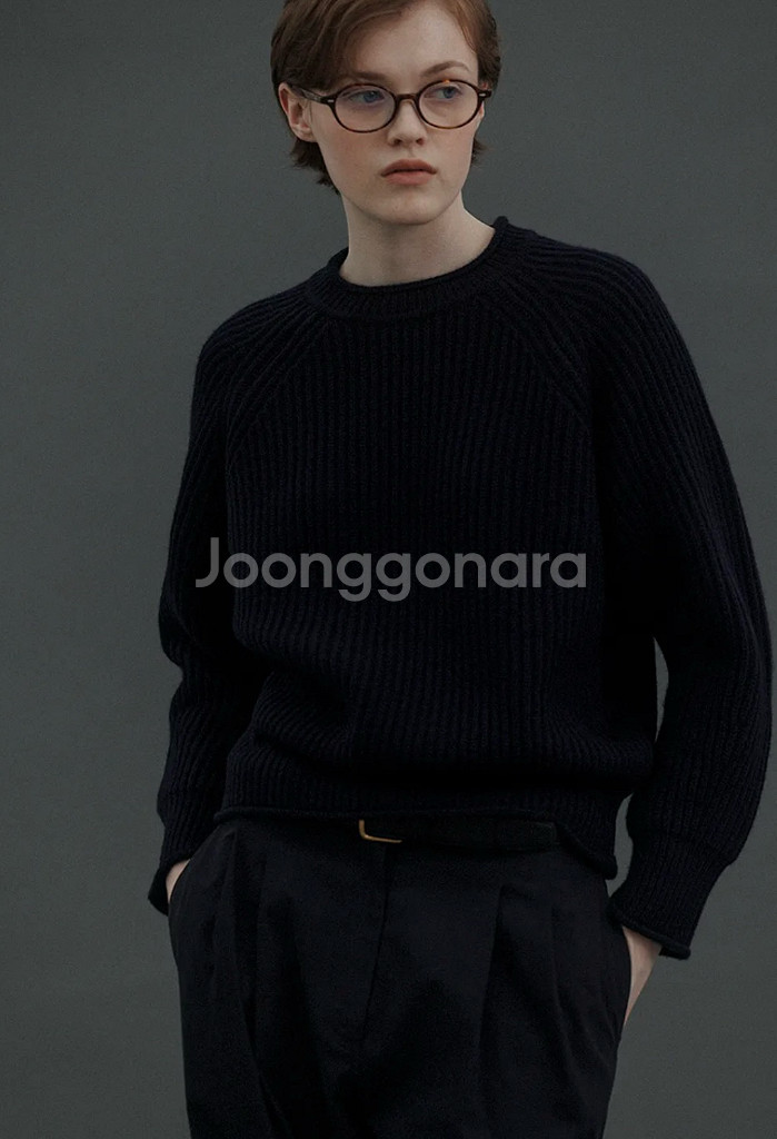 페세스 카디건 스티치 니트 네이비 판매--1