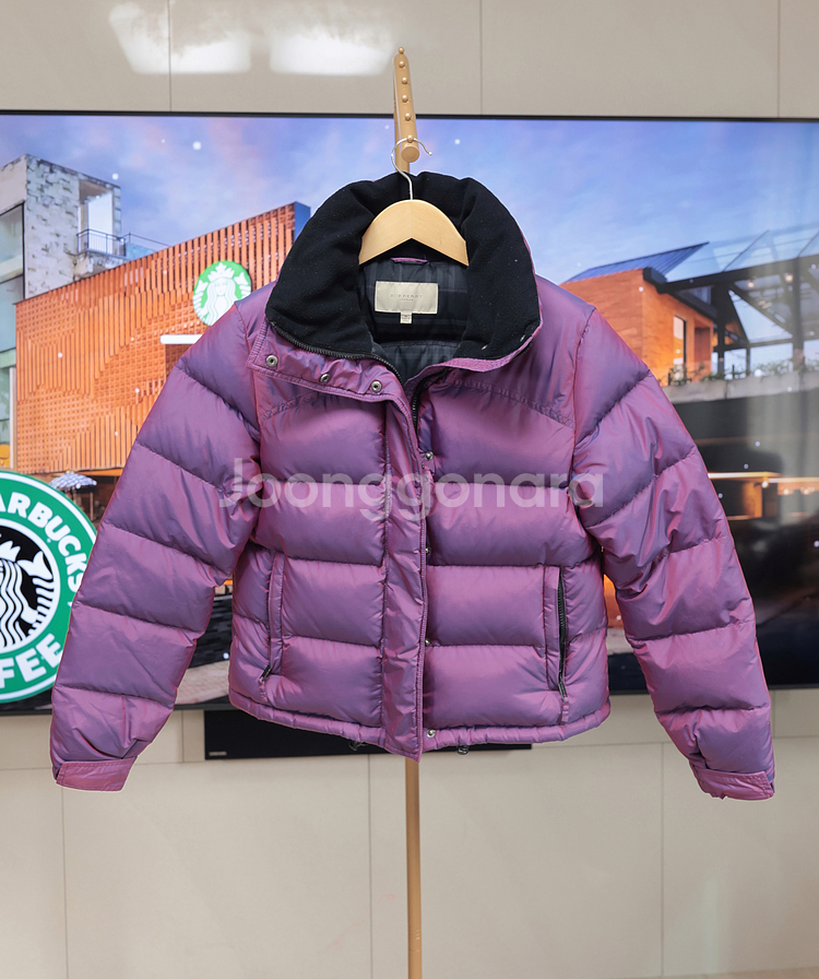 버버리 런던 퍼플 숏패딩 M--1