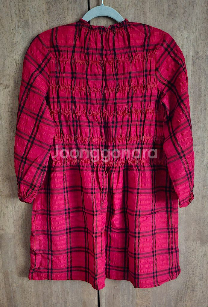 (새상품급)(아동용)(ZARA) 자라 레드 체크 원피스--1