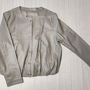 리즈데이즈 라운드 레더 자켓, 베이지, Free