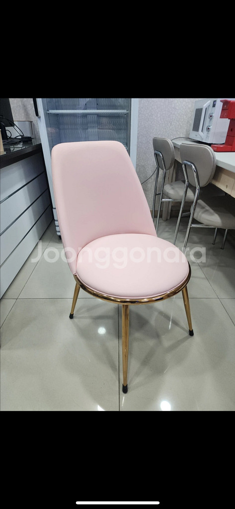로즈골드 PU 쿠션 식탁 의자 1개 푹신한 핑크 카페 인테리어 주방--7
