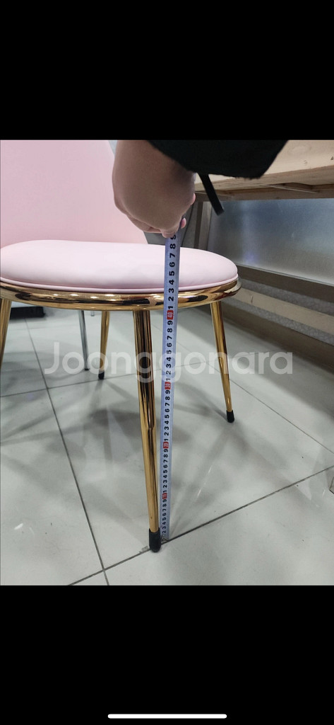 로즈골드 PU 쿠션 식탁 의자 1개 푹신한 핑크 카페 인테리어 주방--8