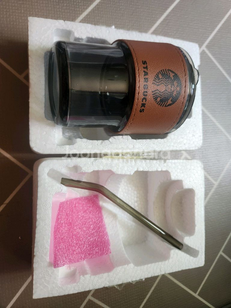 스타벅스 크리스탈 유리가죽 텀블러--0