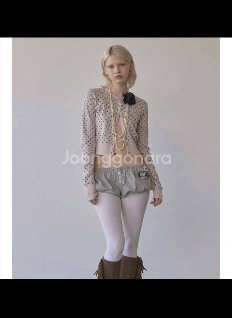 스컬프터 폴카 도트 가디건 핑크 S--1