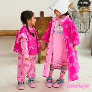 베베베베 코튼 코듀로이 핑크리본 자켓 원피스 라지