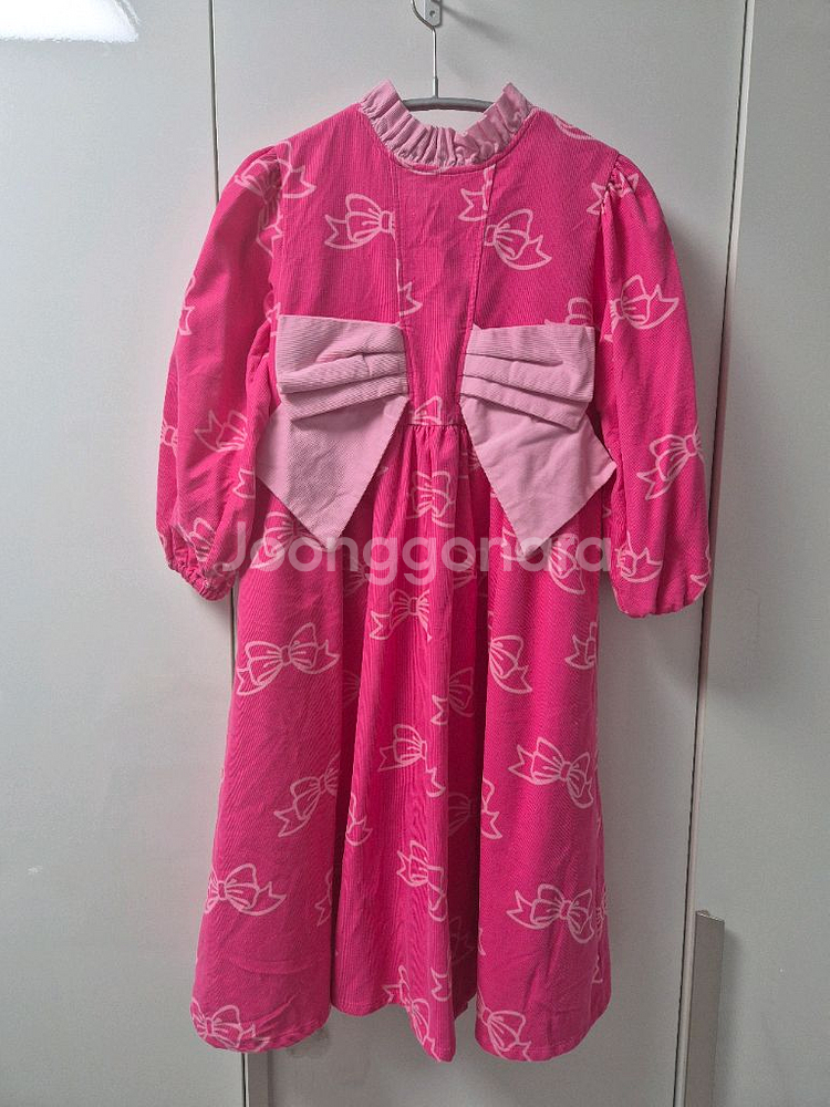 베베베베 코튼 코듀로이 핑크리본 자켓 원피스 라지--5