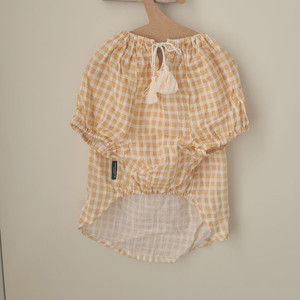 강아지옷 꼬모프랑쉬 체크 테슬 블라우스셔츠 XL