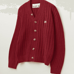 세터 파로 오버 사이즈 부클 가디건 버건디 레드 M사이즈 판매