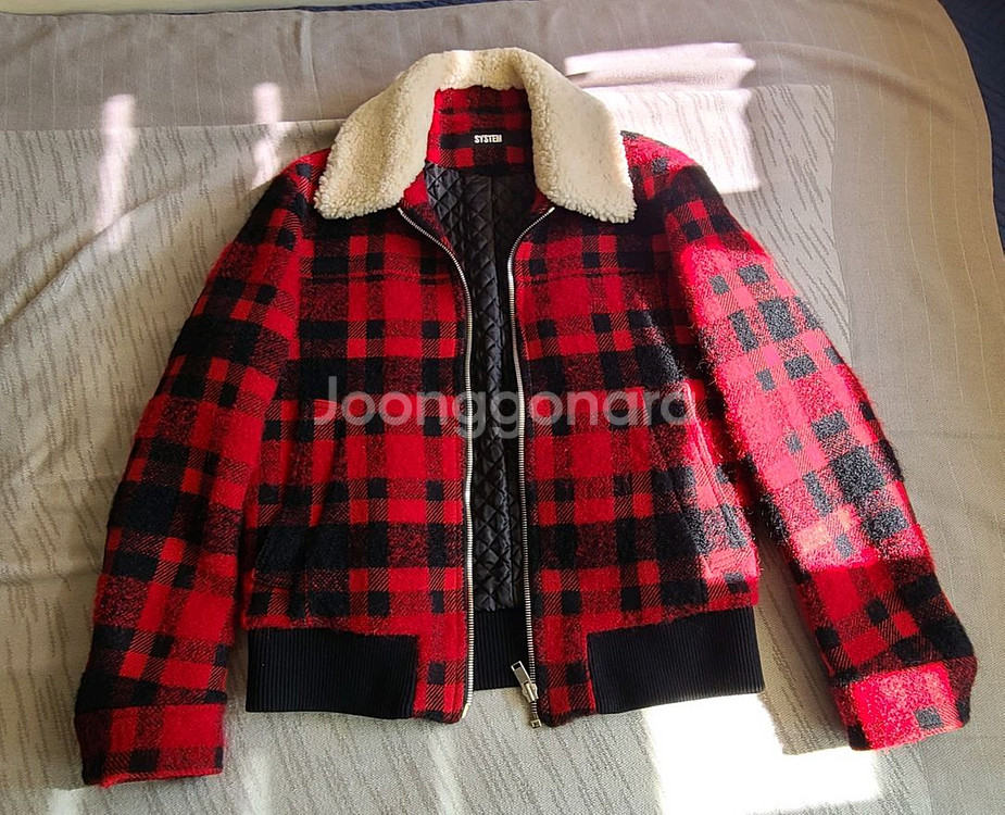 남성 시스템옴므 타탄체크 양털 자켓 점퍼(100)--2