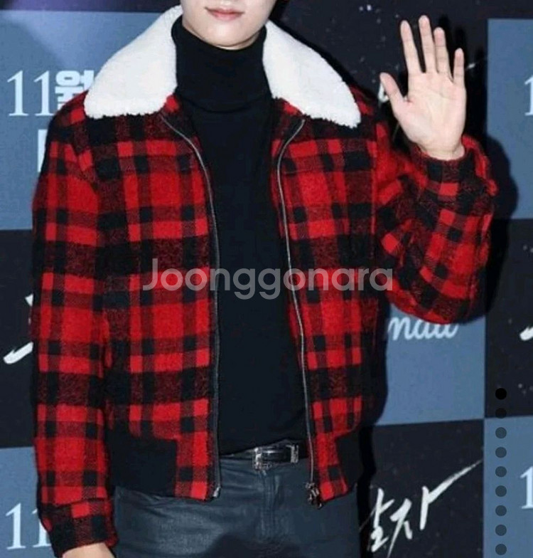 남성 시스템옴므 타탄체크 양털 자켓 점퍼(100)--1