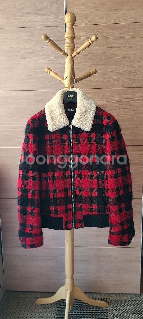 남성 시스템옴므 타탄체크 양털 자켓 점퍼(100)--0