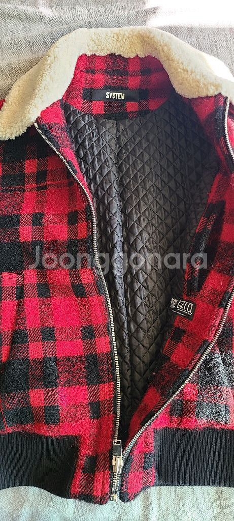남성 시스템옴므 타탄체크 양털 자켓 점퍼(100)--4