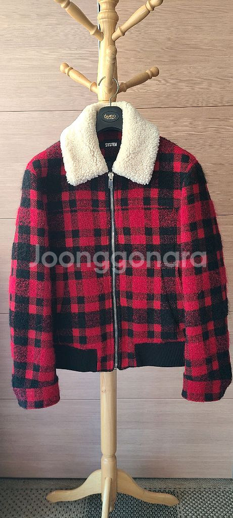 남성 시스템옴므 타탄체크 양털 자켓 점퍼(100)--6