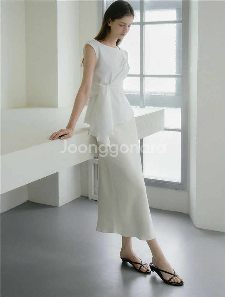 티프오브 에밋 리본 스트랩 머메이드 스커트--4