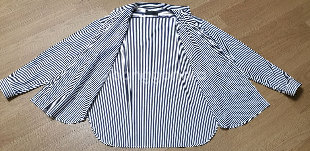 MOOMYUNG 남성 더블 레이어드 랩 스트라이프 셔츠--7