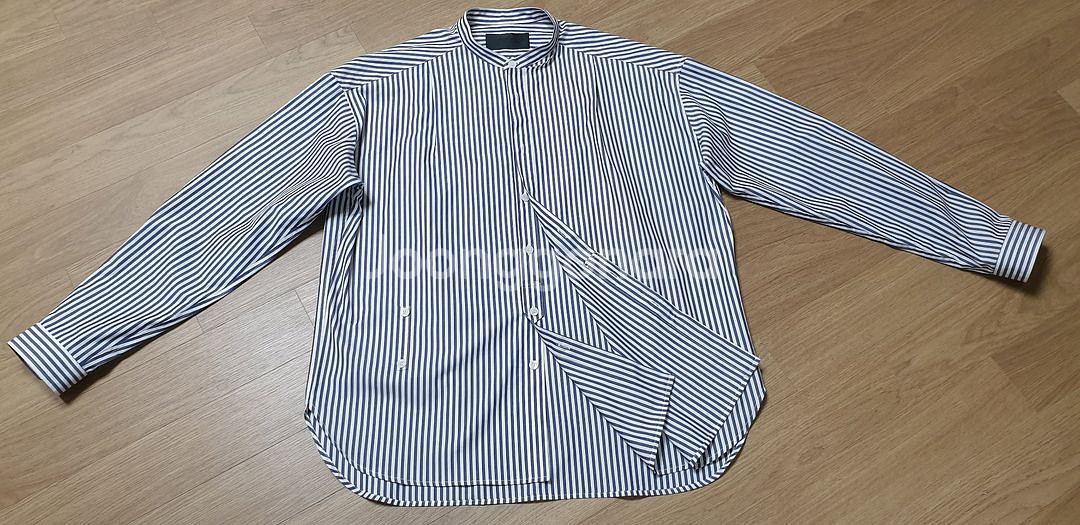 MOOMYUNG 남성 더블 레이어드 랩 스트라이프 셔츠--6