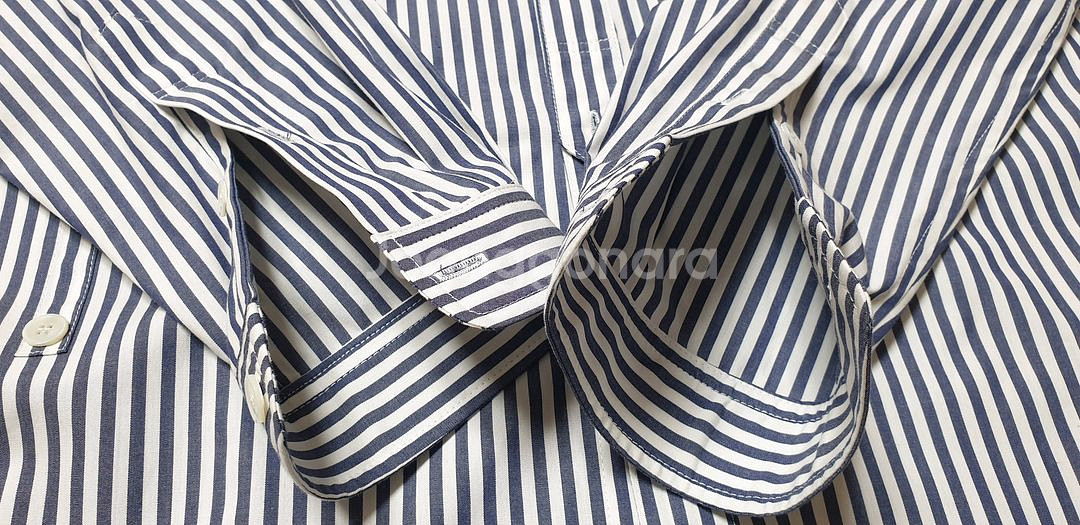 MOOMYUNG 남성 더블 레이어드 랩 스트라이프 셔츠--8