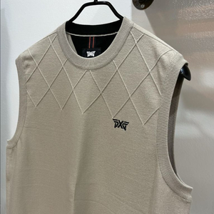 [미착용] pxg 베이지 남성 크루넥 골프니트조끼