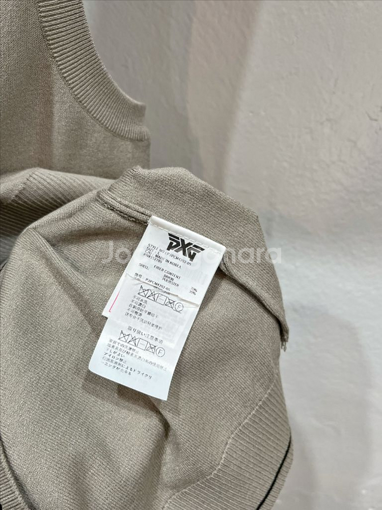 [미착용] pxg 베이지 남성 크루넥 골프니트조끼--3