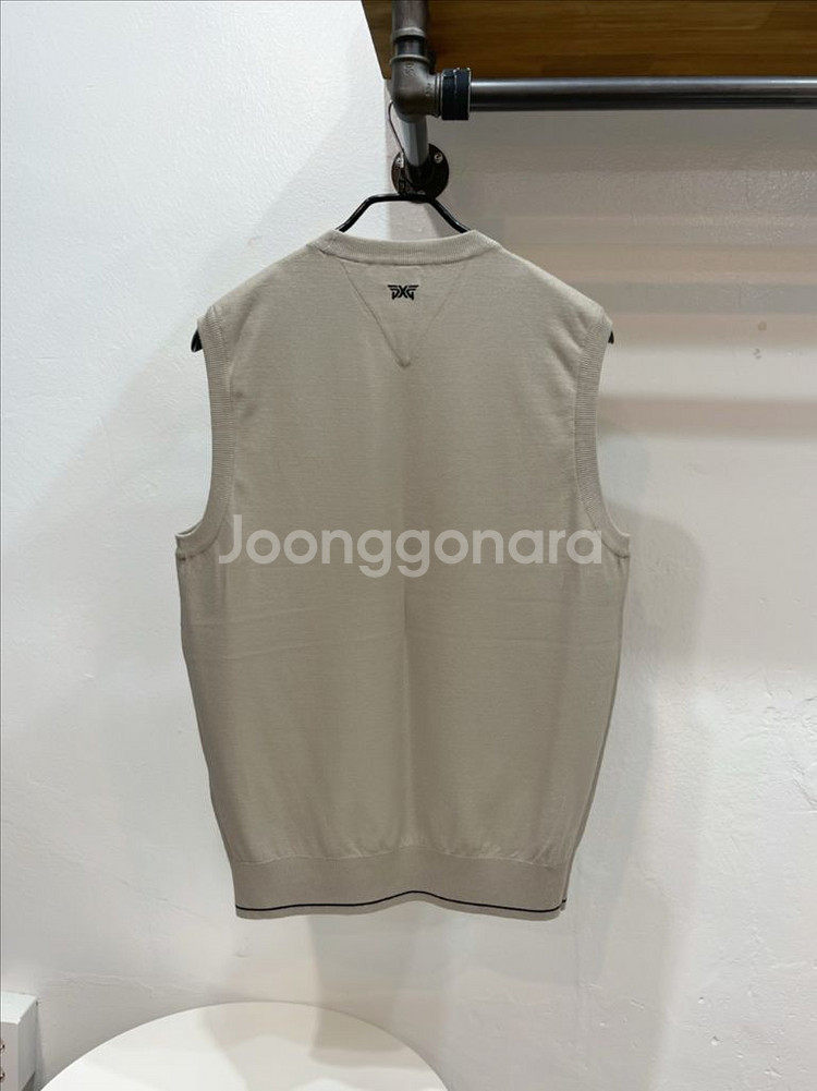 [미착용] pxg 베이지 남성 크루넥 골프니트조끼--2