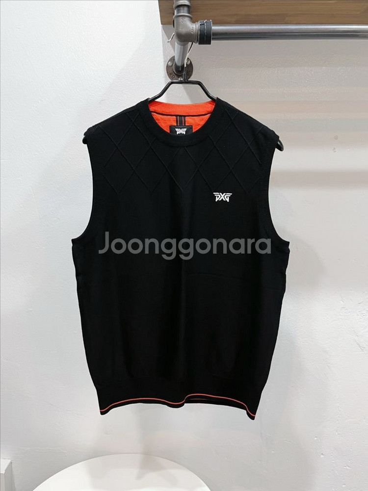 [미착용] pxg 블랙 남성 크루넥 골프니트조끼--1