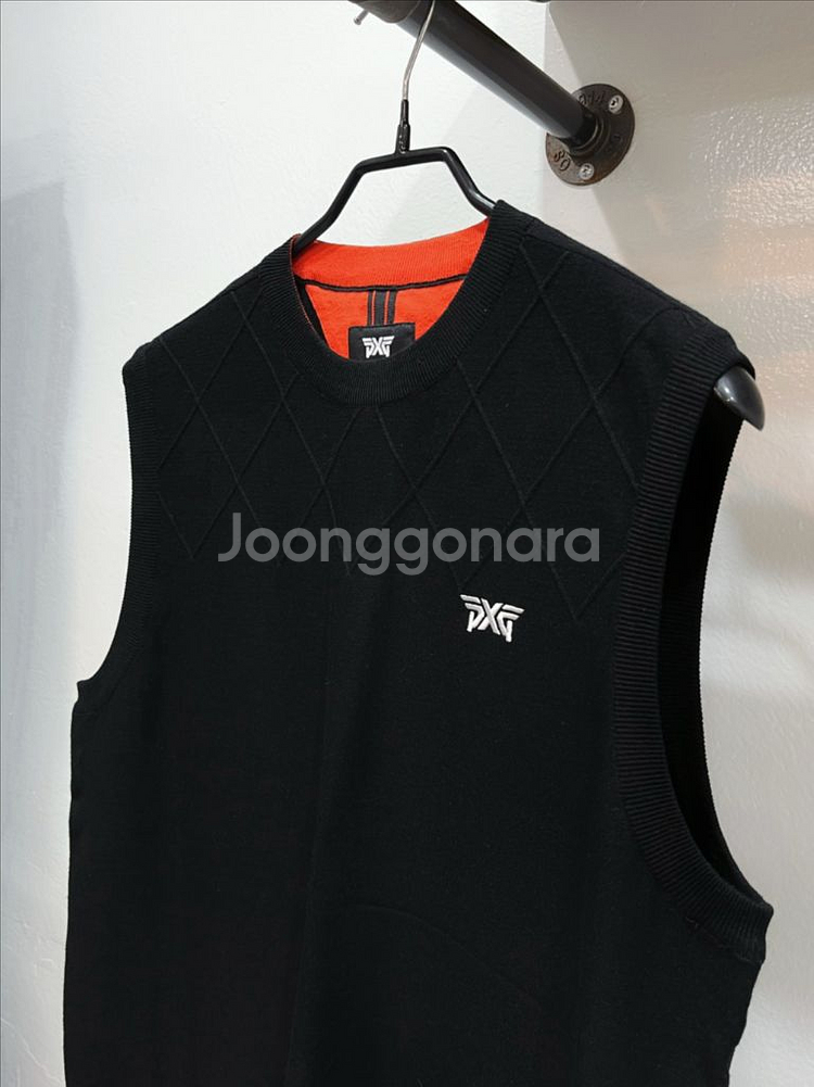 [미착용] pxg 블랙 남성 크루넥 골프니트조끼--0