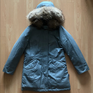 여성 패스포우 그레이 라쿤 덕다운 모직패딩(사이즈M)