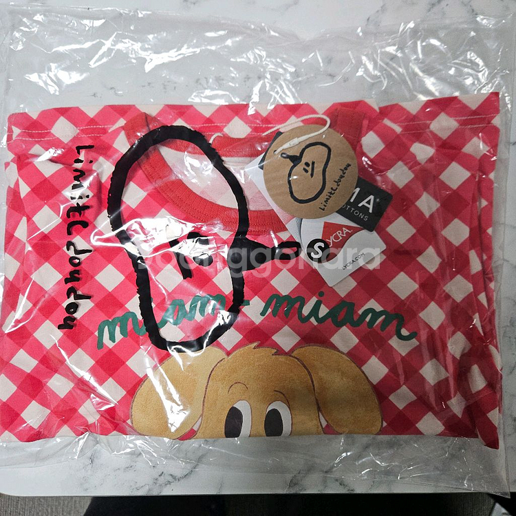 리미떼두두 레드 체크 퍼피 수피마 상하 내복 S(새상품--4