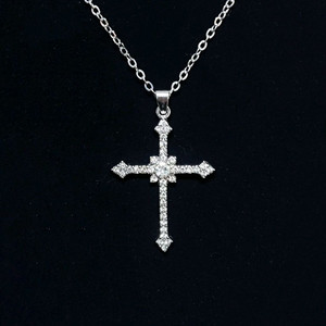 새상품,선물박스]남자 여자 y2k 실버 십자가 목걸이