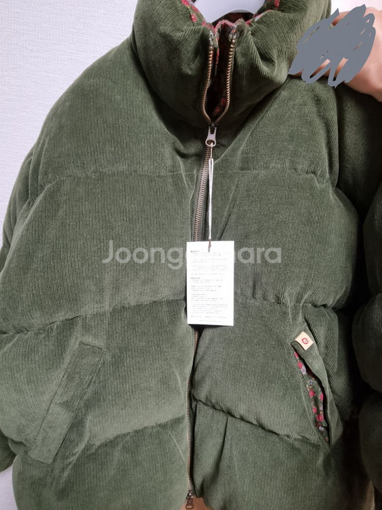 새상품 치키타 코듀로이 점퍼 숏패딩 카키 1사이즈--2