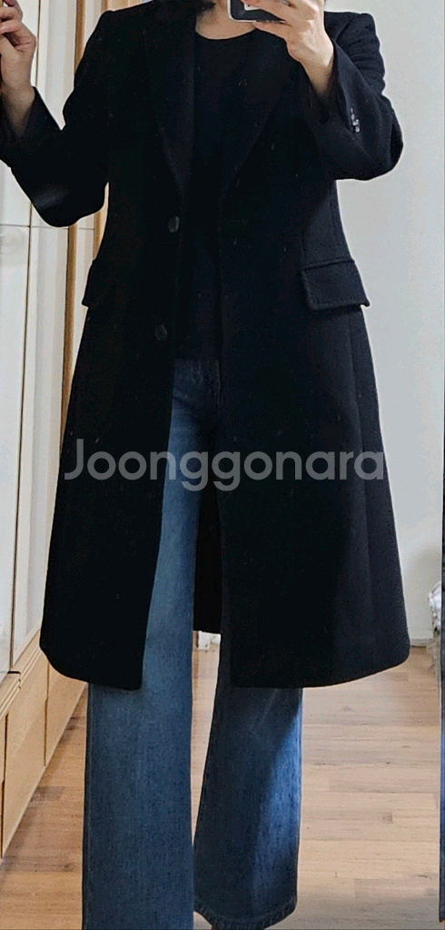 KEITH 캐시미어100 롱코트(새상품수준,블랙55)--0