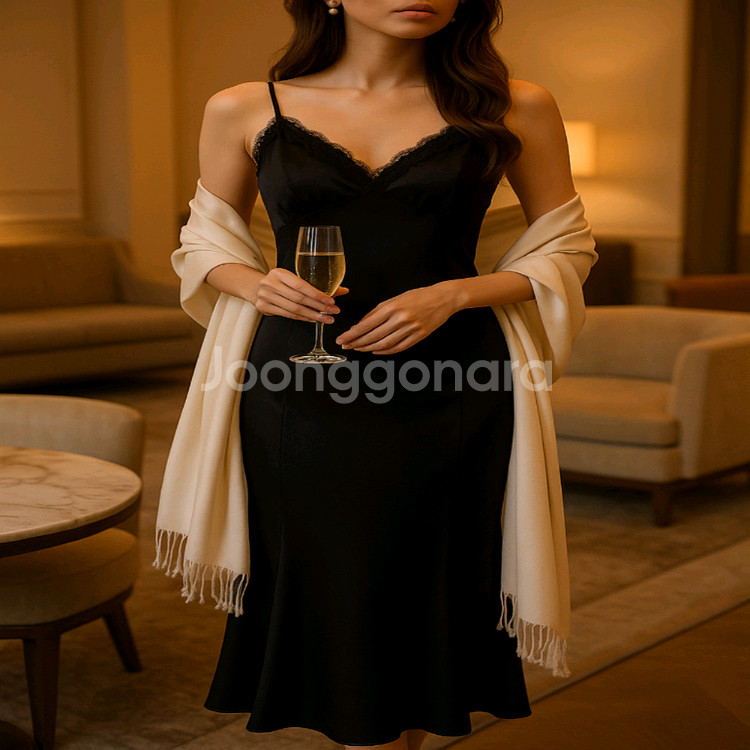 새틴 머메이드 슬립 롱 원피스ㅡ무배--4