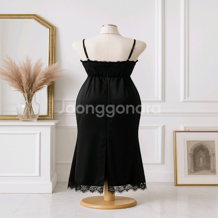 새틴 머메이드 슬립 롱 원피스ㅡ무배--8