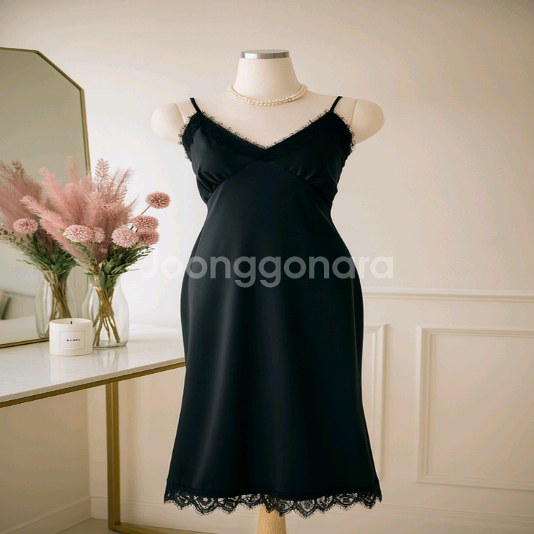 새틴 머메이드 슬립 롱 원피스ㅡ무배--7