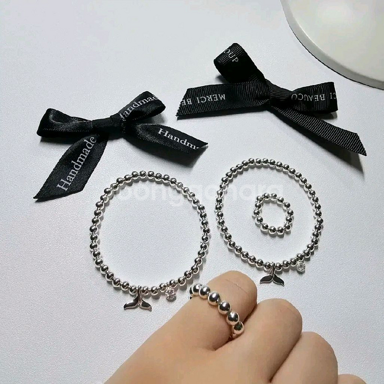 925실버 팬던트 은볼 팔찌&반지 세트--5