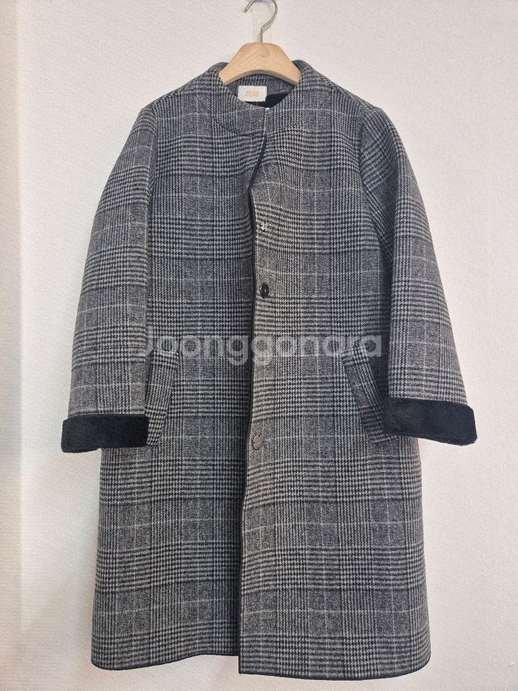 멜본 체크 하프 코트--0