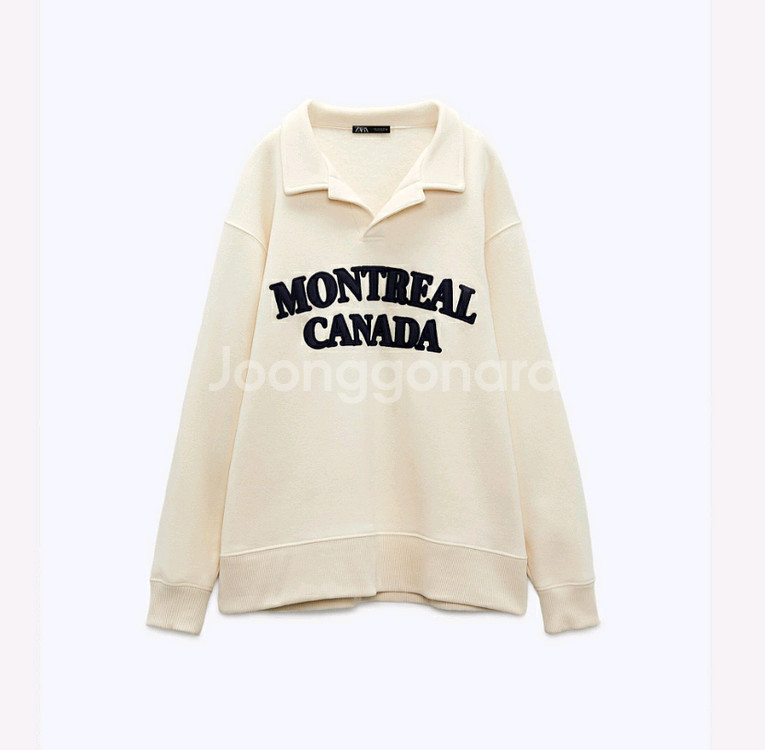 L) ZARA 자라 몬트리올 로고 스웻셔츠 맨투맨티--0