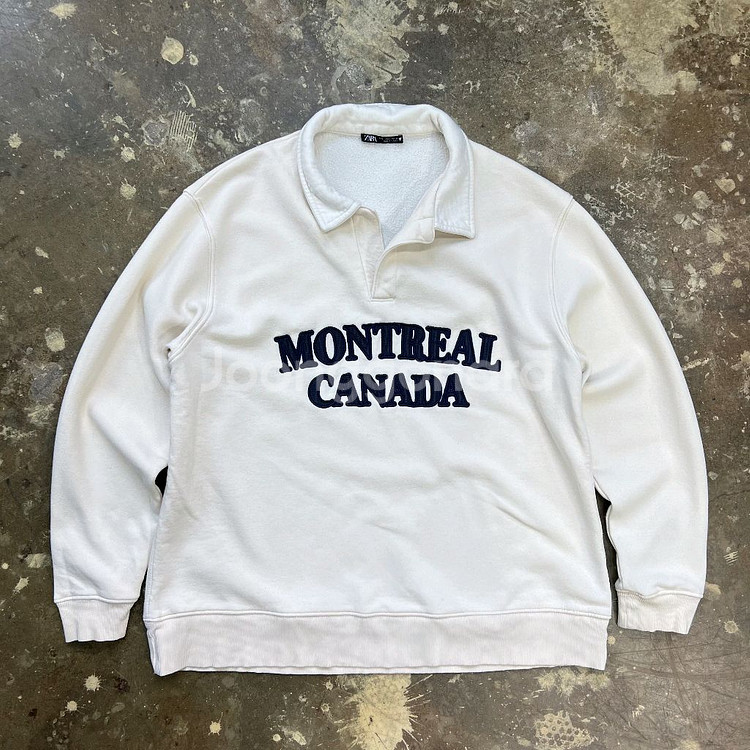 L) ZARA 자라 몬트리올 로고 스웻셔츠 맨투맨티--1