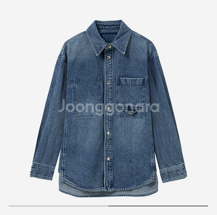 우영미 25ss 코듀로이 데님 백로고 셔츠 블루 52사이즈--1