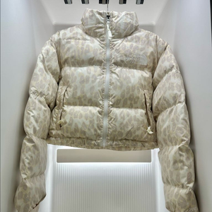 노스페이스 프린트 눕시 숏 자켓 실버 그레이 레오파드 S