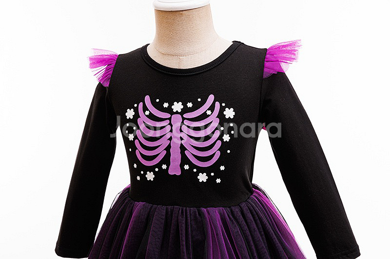 할로윈 해골 여아 드레스 + 마녀 모자 세트 새상품--2