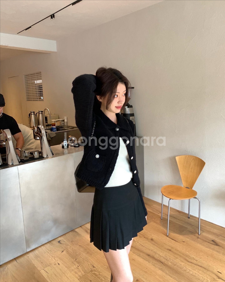 르플레인 마가렛 플리츠 스커트 블랙 s 1차--1