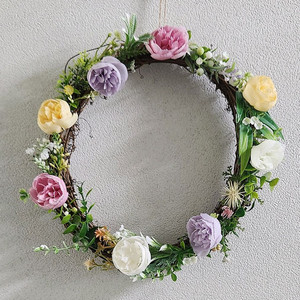 새상품)라넌큘러스 화초 조화 리스