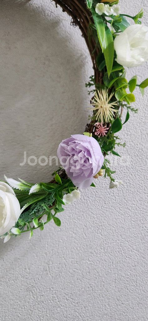 새상품)라넌큘러스 화초 조화 리스--5