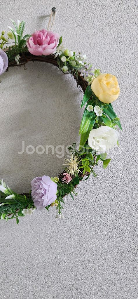 새상품)라넌큘러스 화초 조화 리스--4