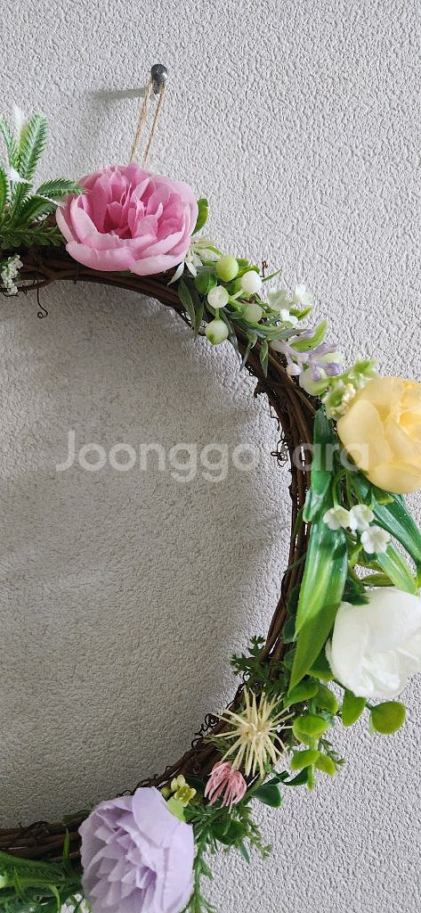 새상품)라넌큘러스 화초 조화 리스--2